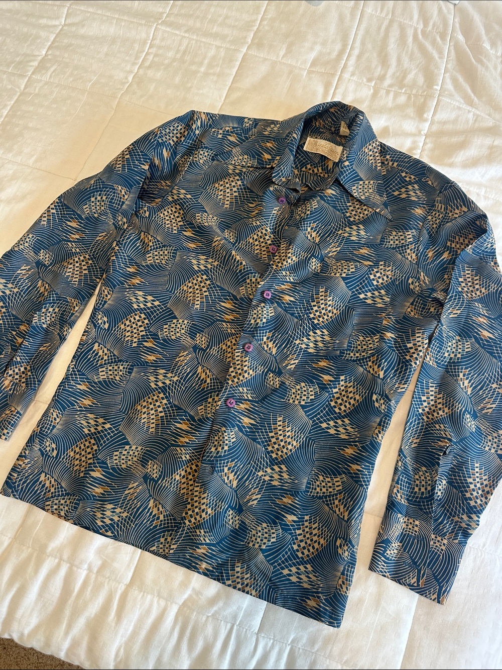 The Men's Store Blue Geometric-Print Lightweight Shirt Jacket